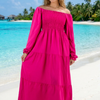 Basic Wear Club | Plain Long Sleeves Rayon Cotton Dress – Casual Summer Dress for Women