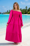 Basic Wear Club | Plain Long Sleeves Rayon Cotton Dress – Casual Summer Dress for Women