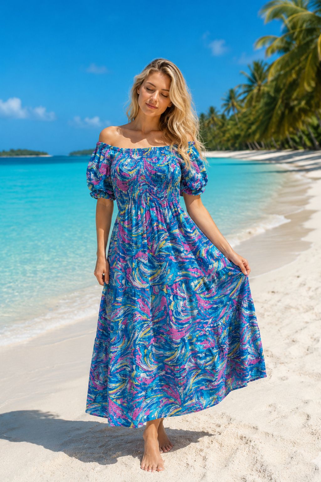 Basic Wear Club | Floral Short Sleeves Maxi Dress | Summer Dress for Women