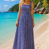 Basic Wear Club | Floral Rayon Cotton Sleeveless Maxi Dress | Summer Beach Dress for Women