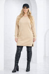 Women’s Knit Sweater Dress – Mock Neck, Long Sleeve, Front Pocket