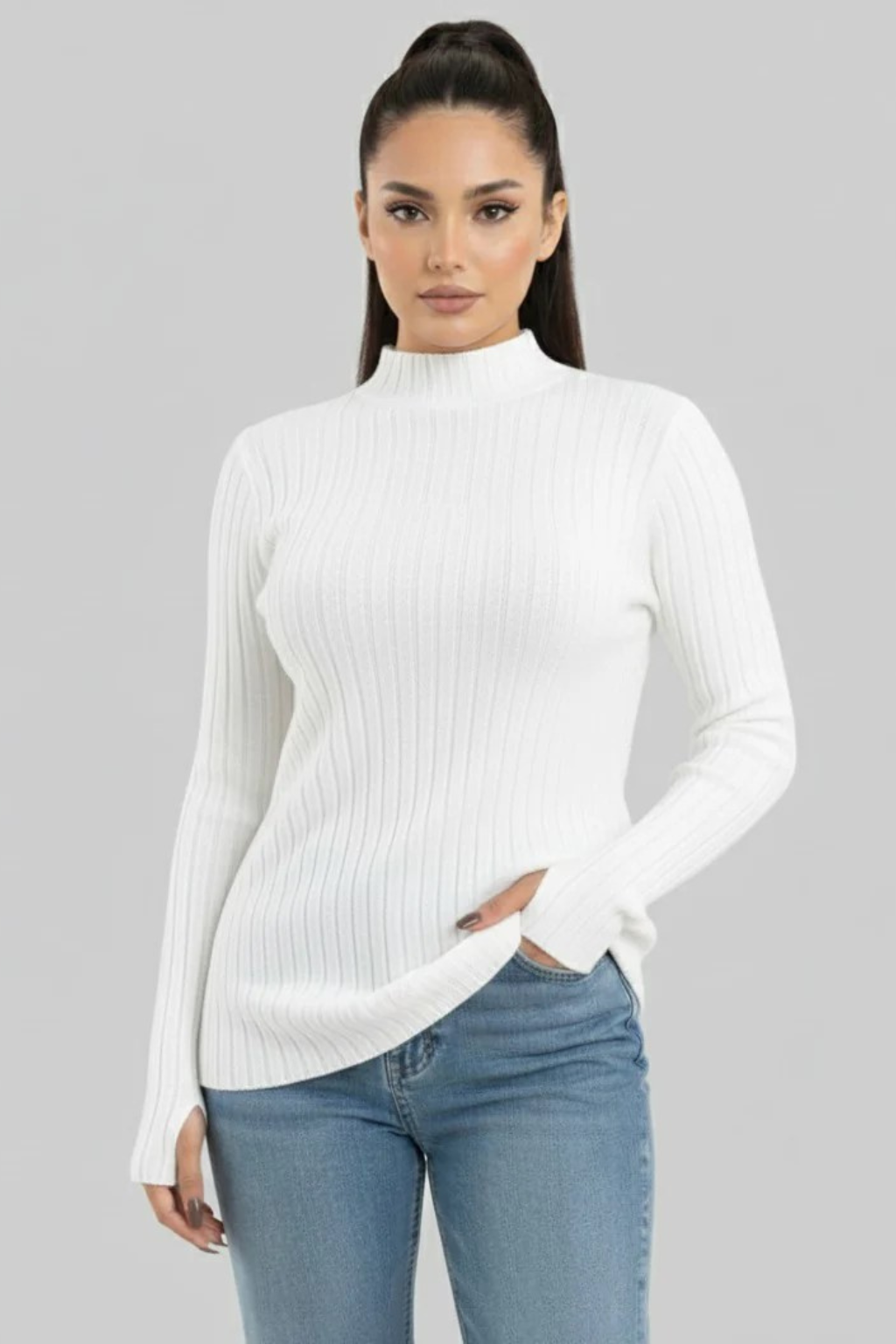 Turtleneck Knit Basic Sweater