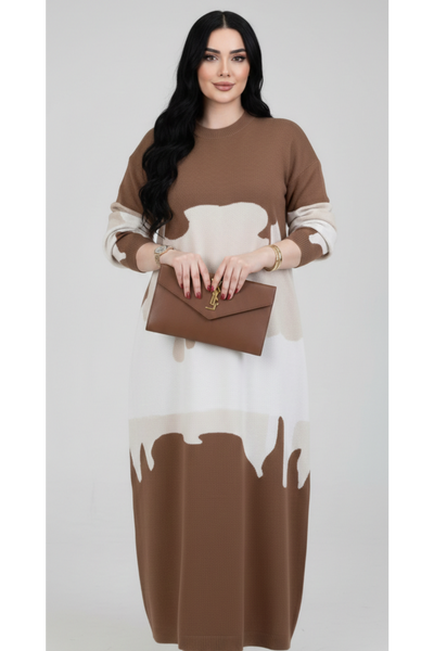 Abstract Color-Block Maxi Dress