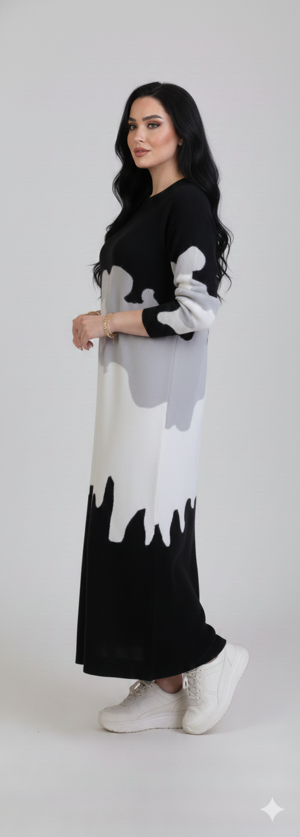 Abstract Color-Block Maxi Dress