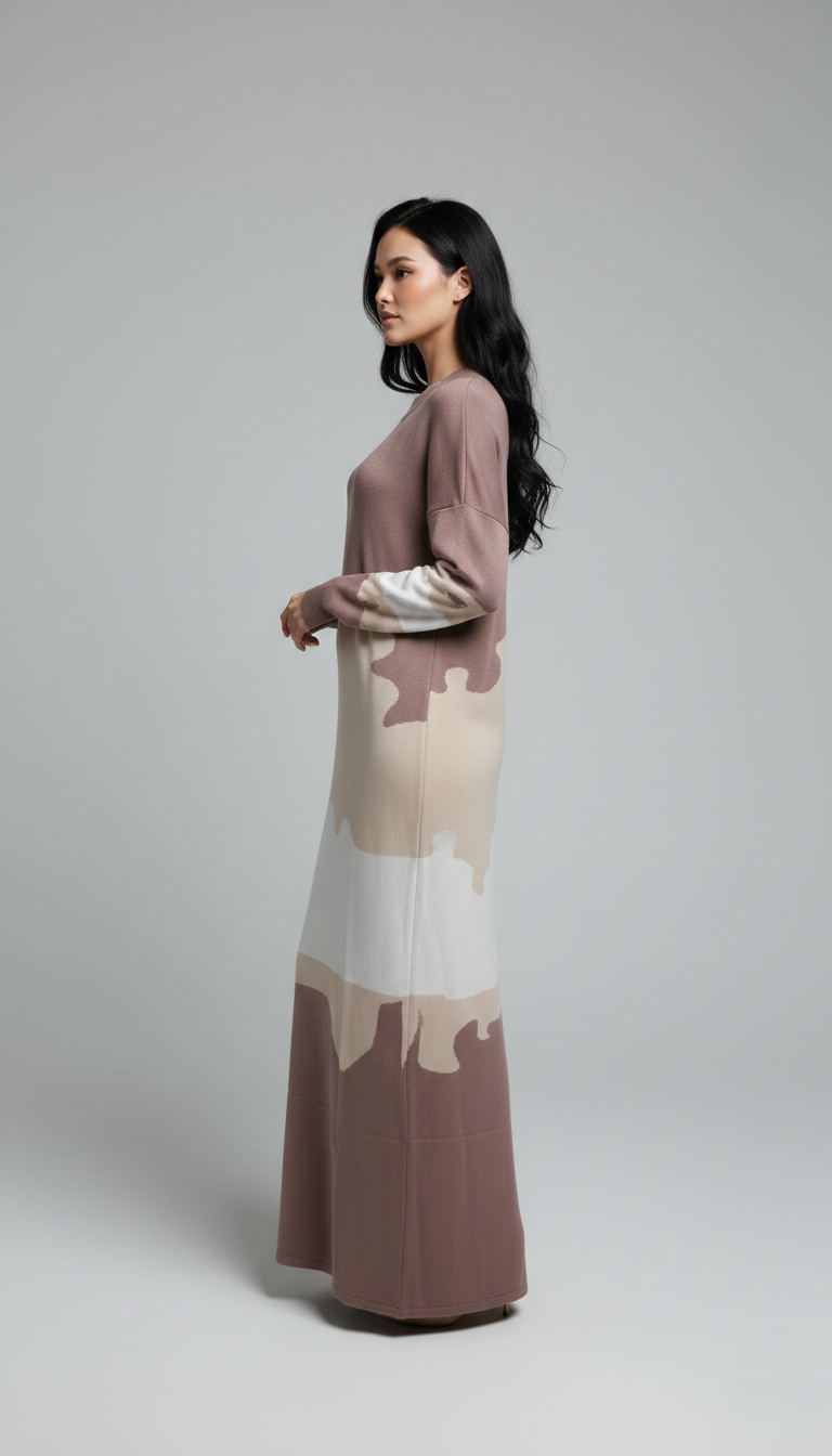 Abstract Color-Block Maxi Dress