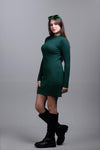 Basic Wear Club | Dress | Cotton | Dark Green | Ribbed Knit Bodycon Dress