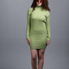 Basic Wear Club | Dress | Cotton |High Neck | Mint Green Knit Mini Dress