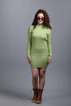 Basic Wear Club | Dress | Cotton |High Neck | Mint Green Knit Mini Dress