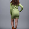 Basic Wear Club | Dress | Cotton |High Neck | Mint Green | Knit Mini Dress