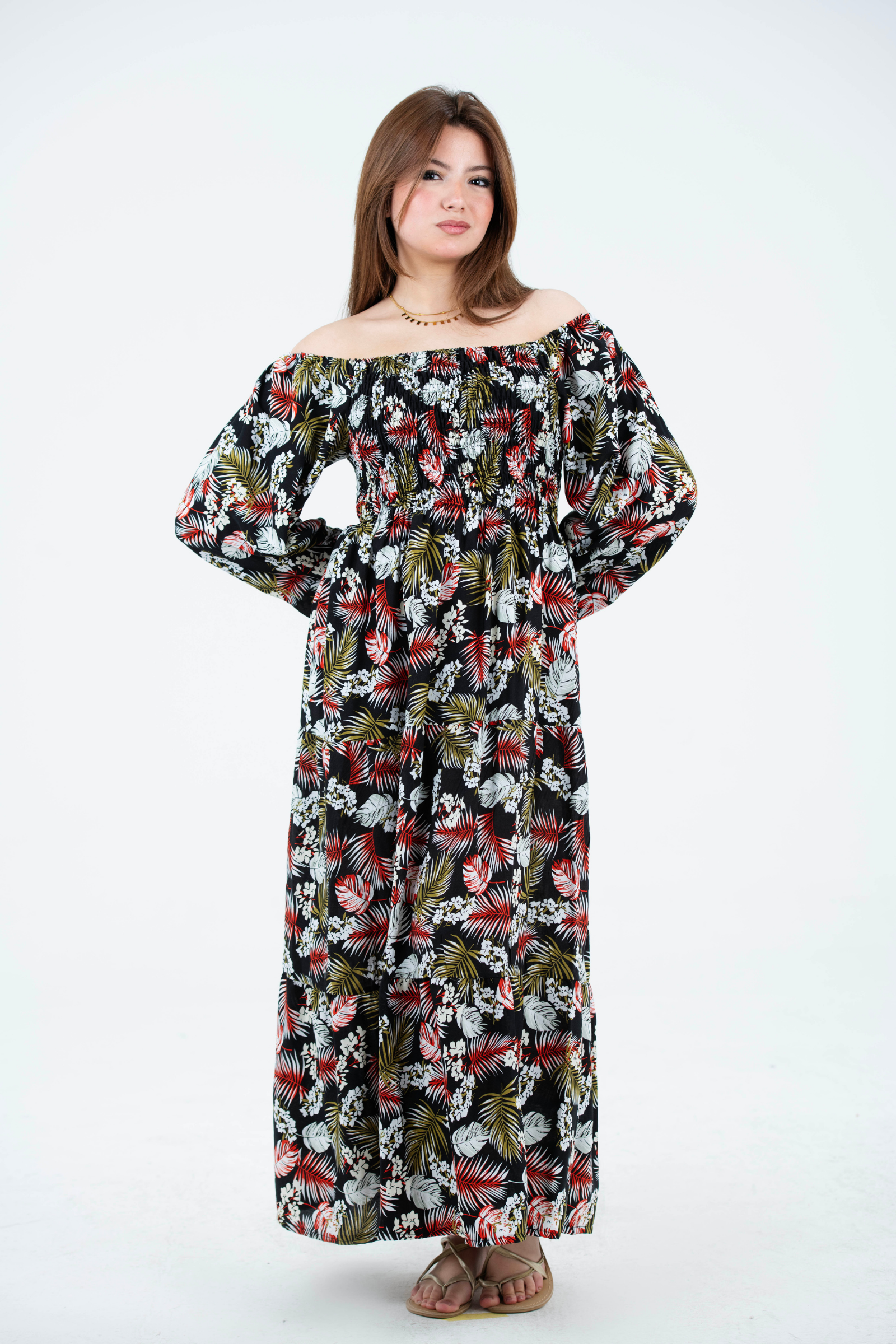 Basic Wear Club | Floral Rayon Short Sleeves Dress