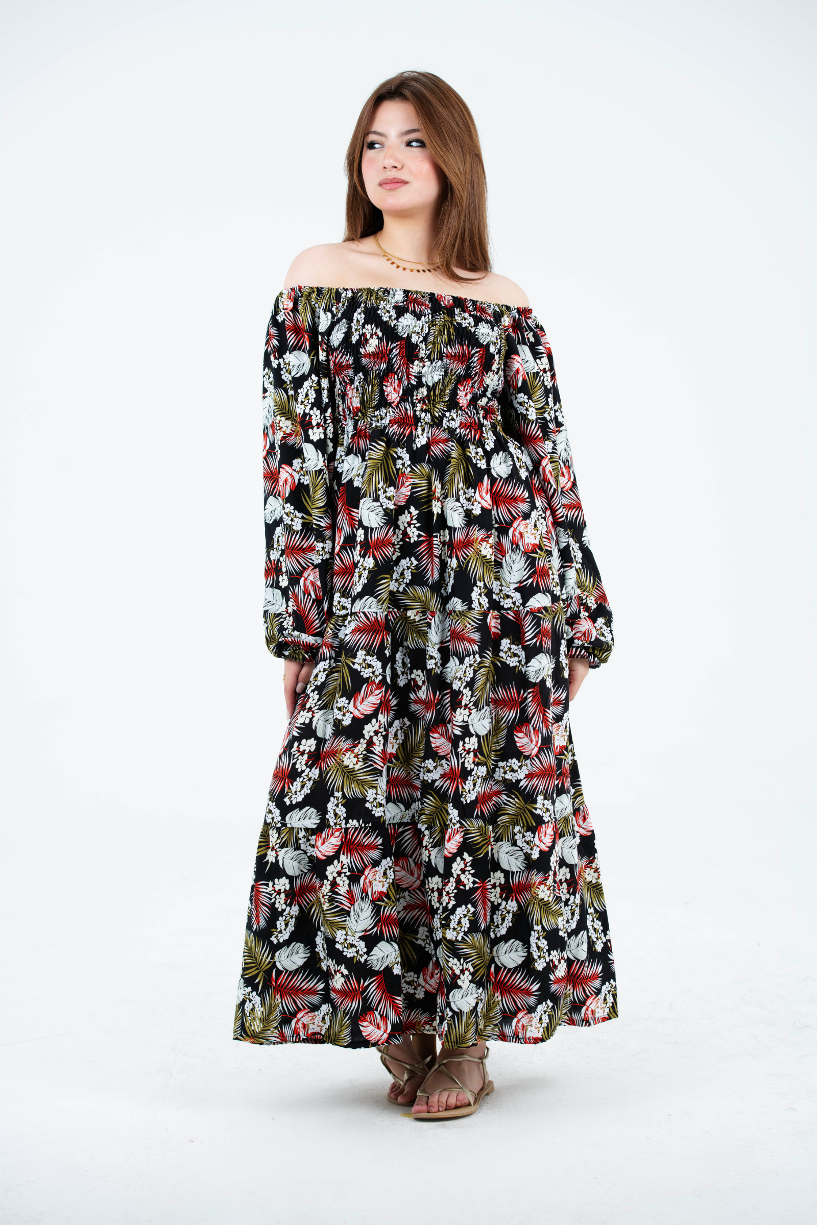 Basic Wear Club | Floral Rayon Short Sleeves Dress