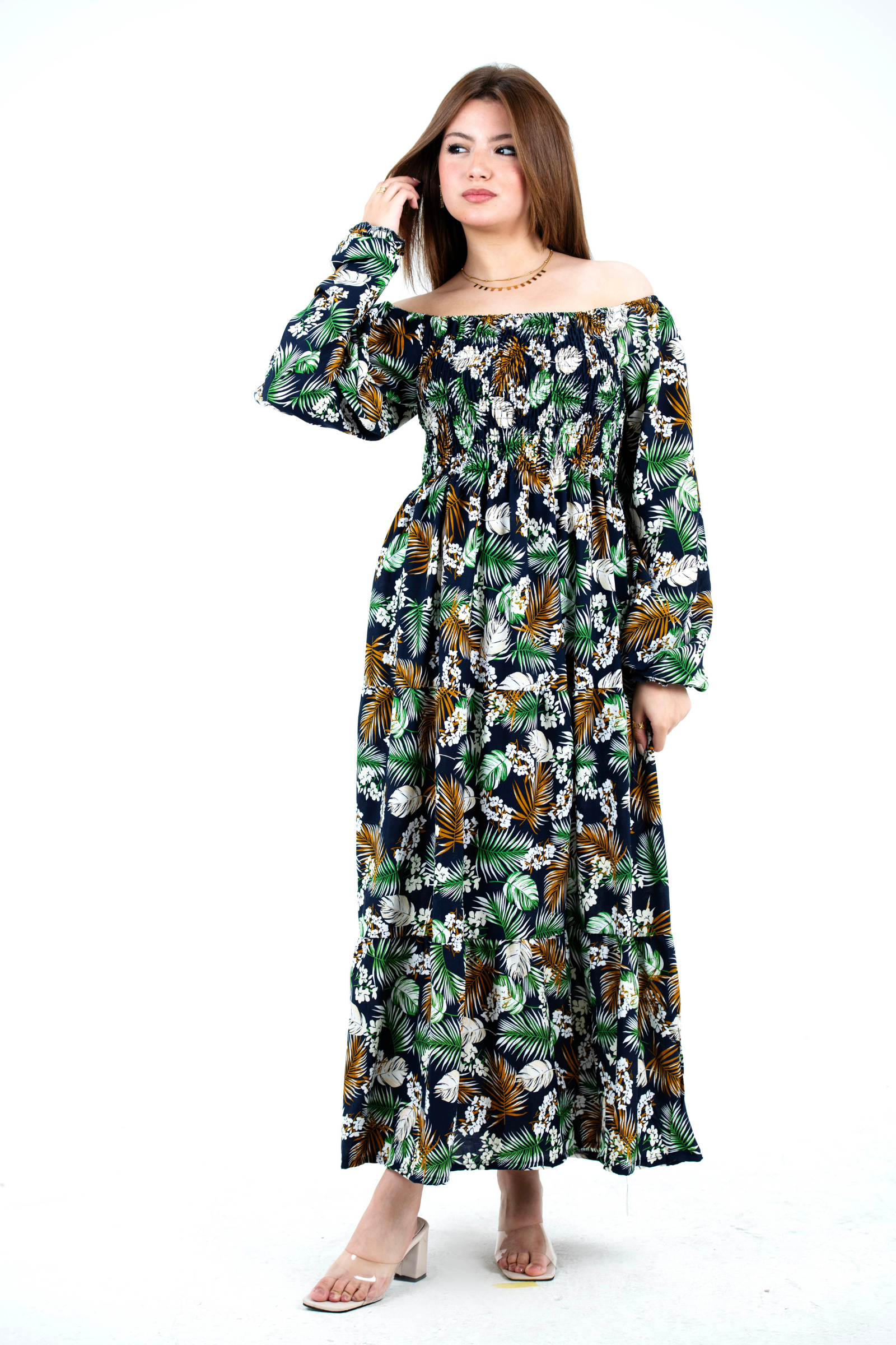 Basic Wear Club | Floral Rayon Short Sleeves Dress