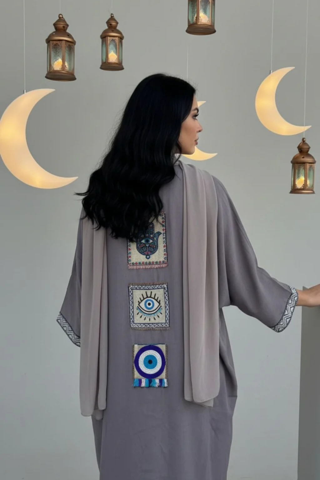 Basic Wear Club | Geometric Trim Open Kaftan | Cardigan