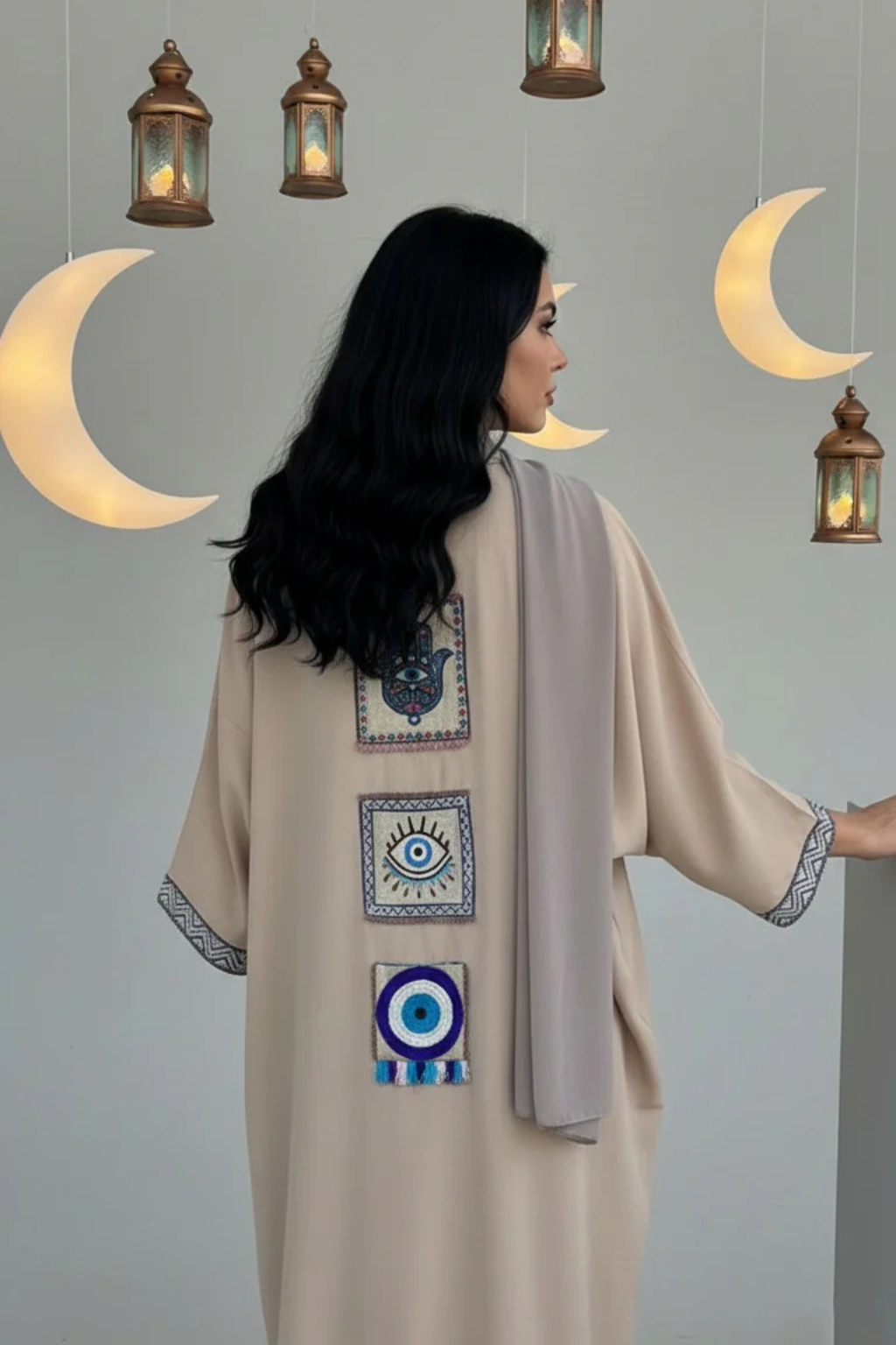 Basic Wear Club | Geometric Trim Open Kaftan | Cardigan