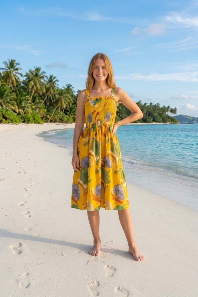 Basic Wear Club | Mini Flory Sleeveless Rayon Cotton Dress