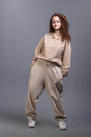 beige Cozy Melton Hoodie – Oversized