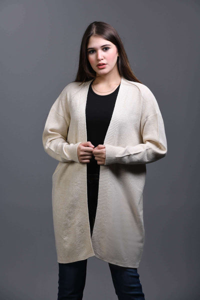 beige Open Knit Cardigan