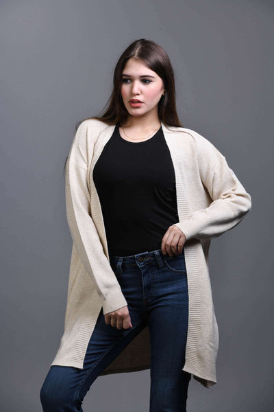 beige Open Knit Cardigan