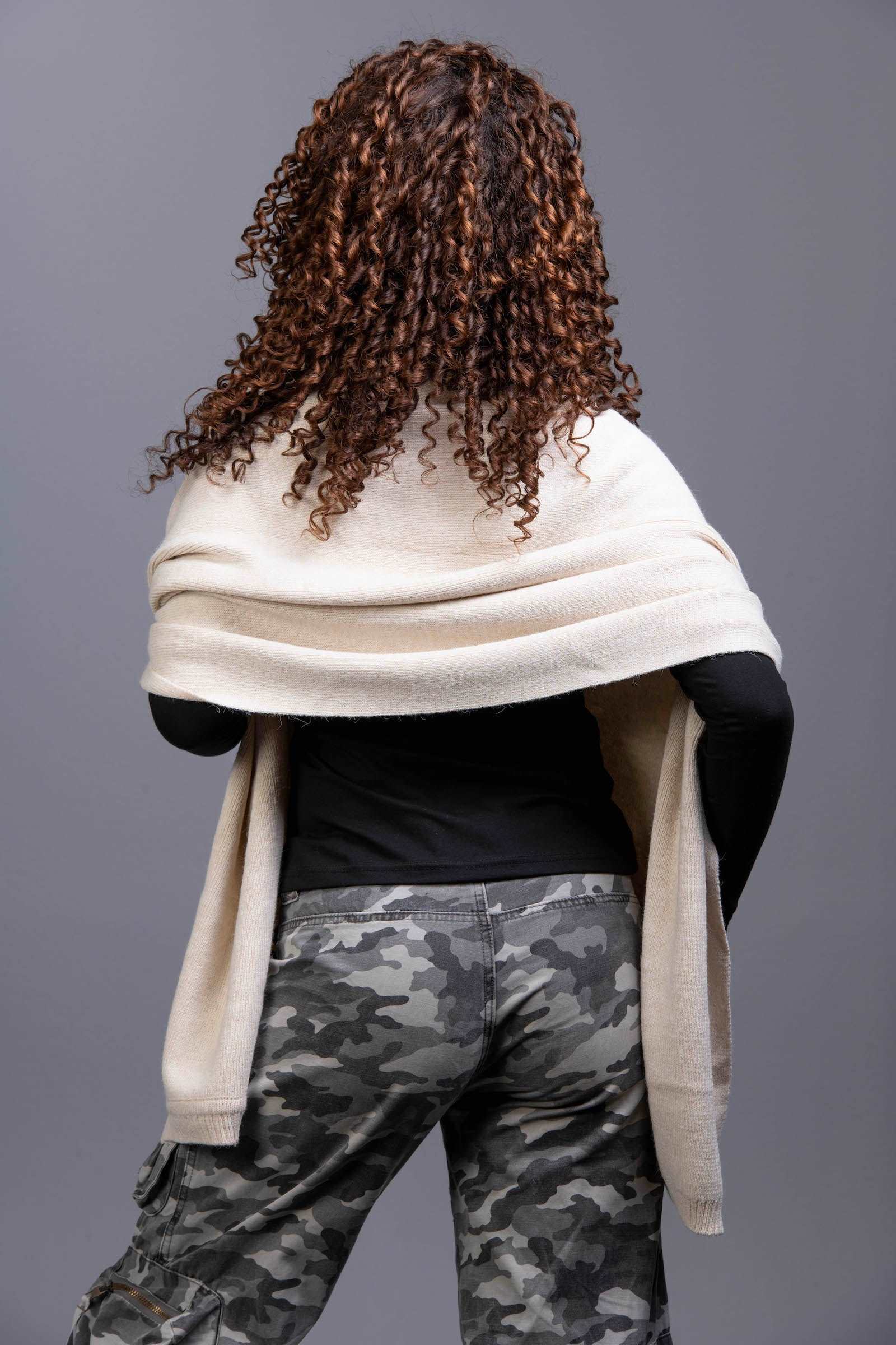 beige Knit wool Shawl