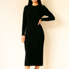 Black Cozy Cable Knit Bodycon Dress
