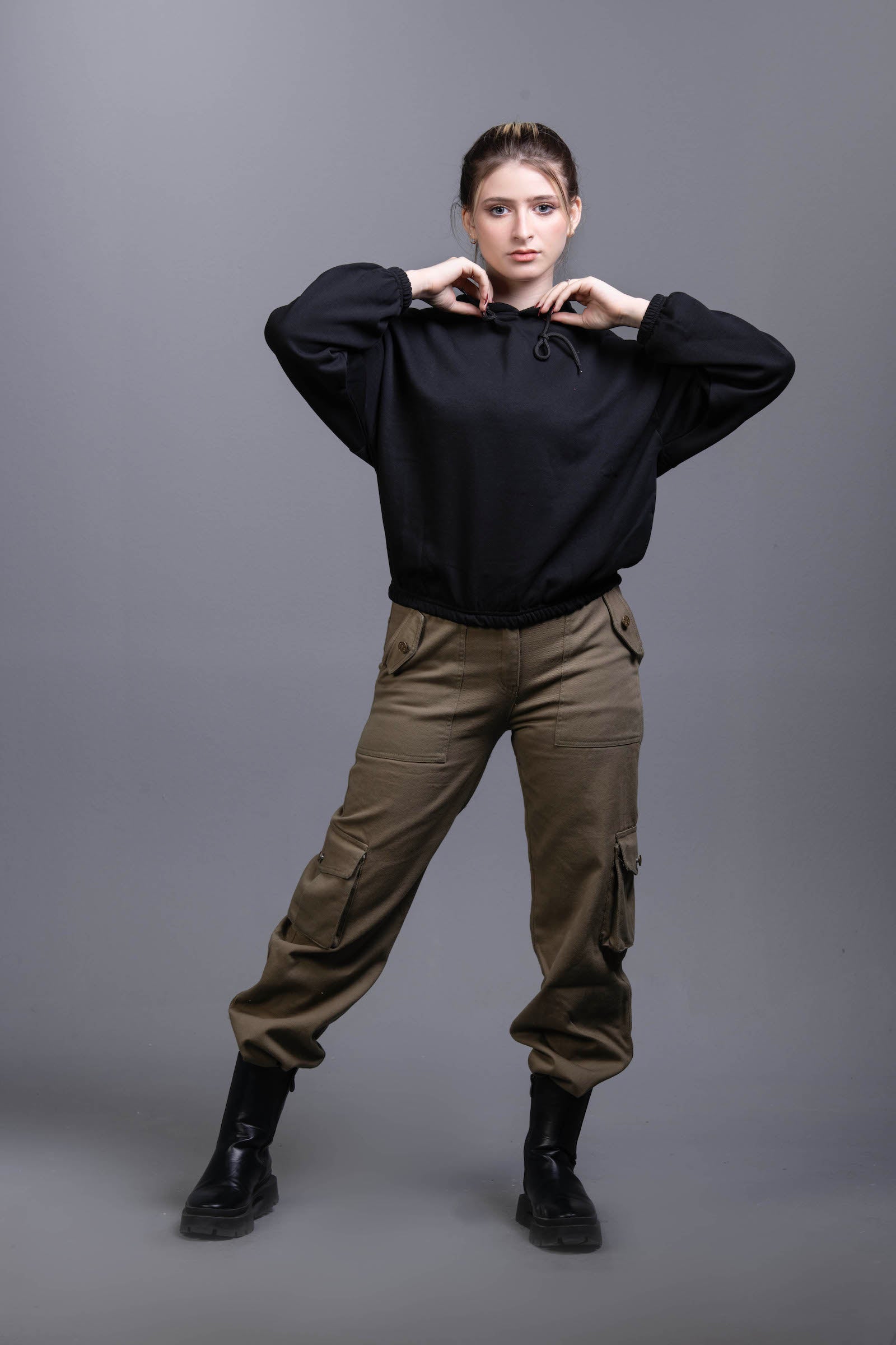 black Cozy Melton Hoodie – Oversized