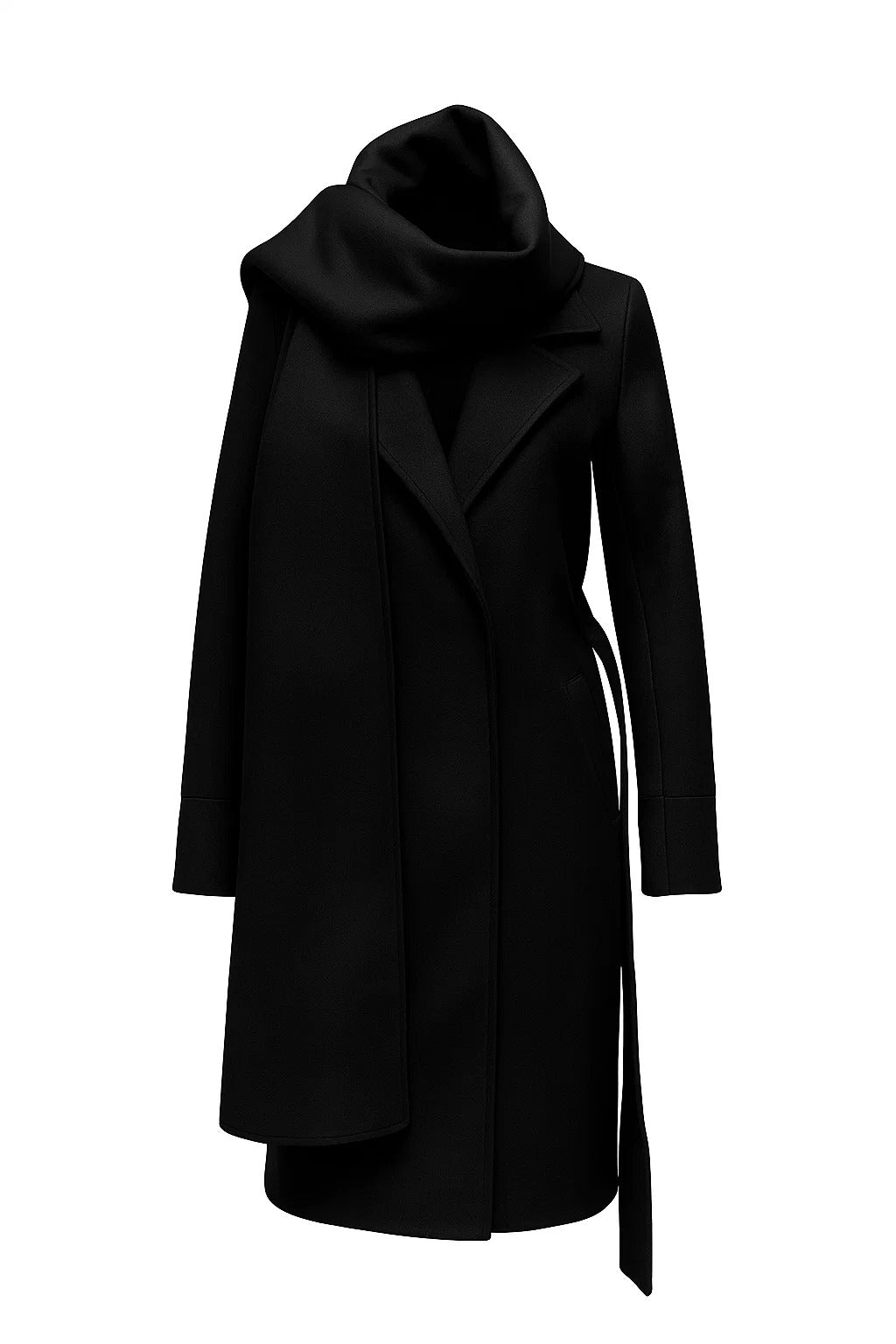 Black Wool-Blend Coat 