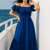 Blue | Plain Rayon Cotton Maxi Dress | Basic Wear Club