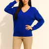 Blue Classic V-Neck Knit Sweater
