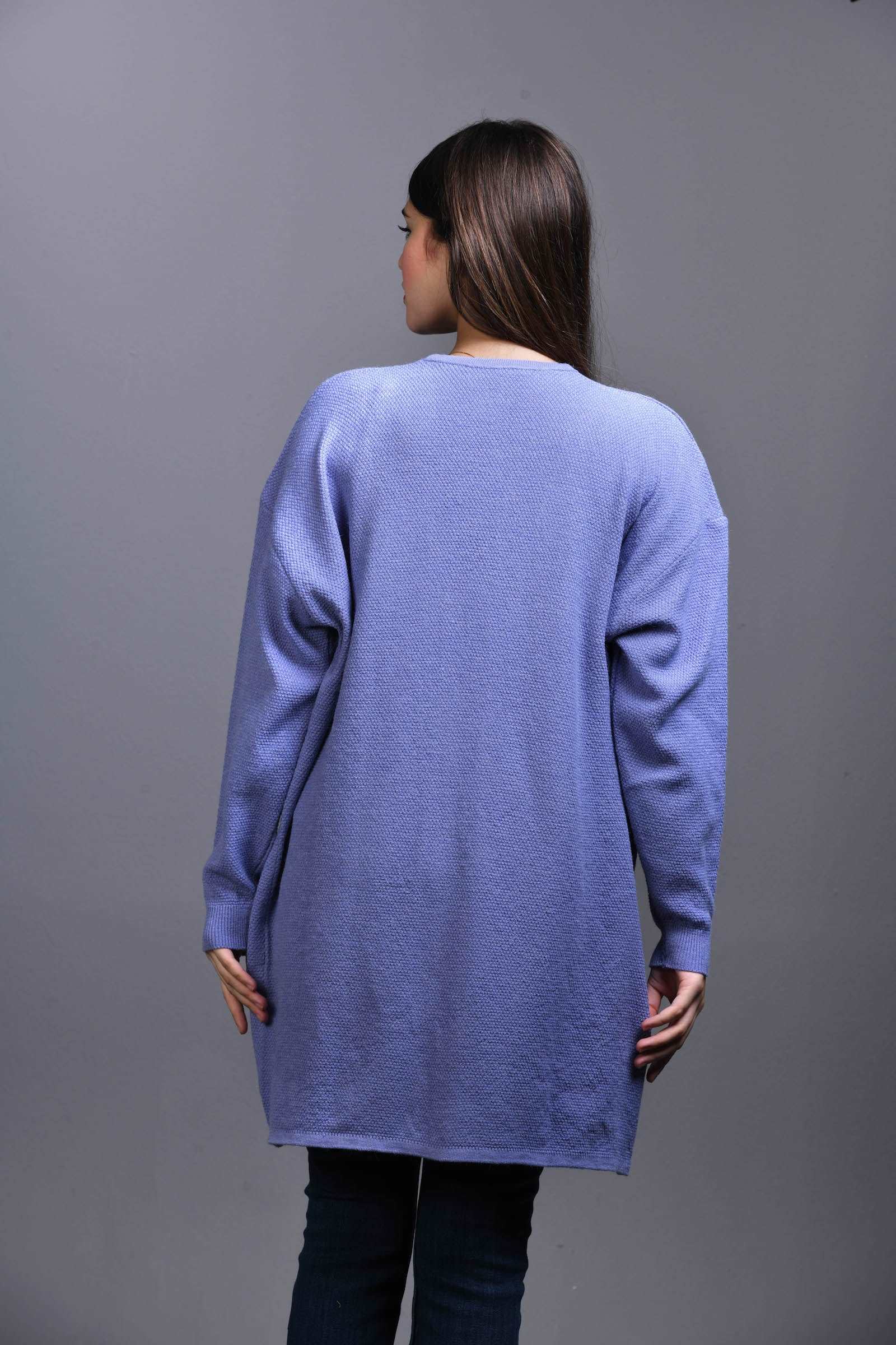 denim blue Open Knit Cardigan