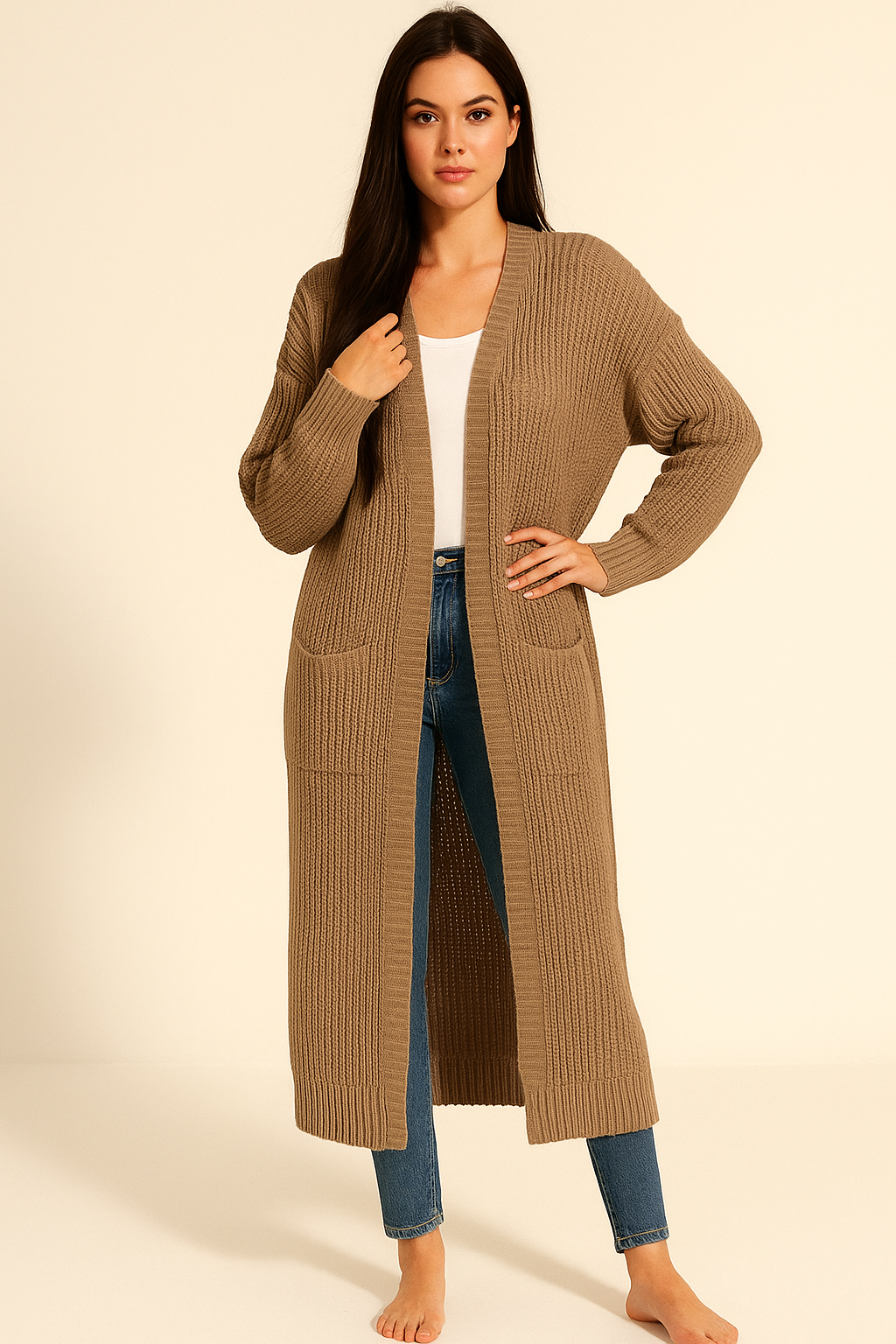 _Brown_Knit_Cardigan_