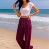 Burgundy Plain Rayon Cotton Pants | Basic Wear Club
