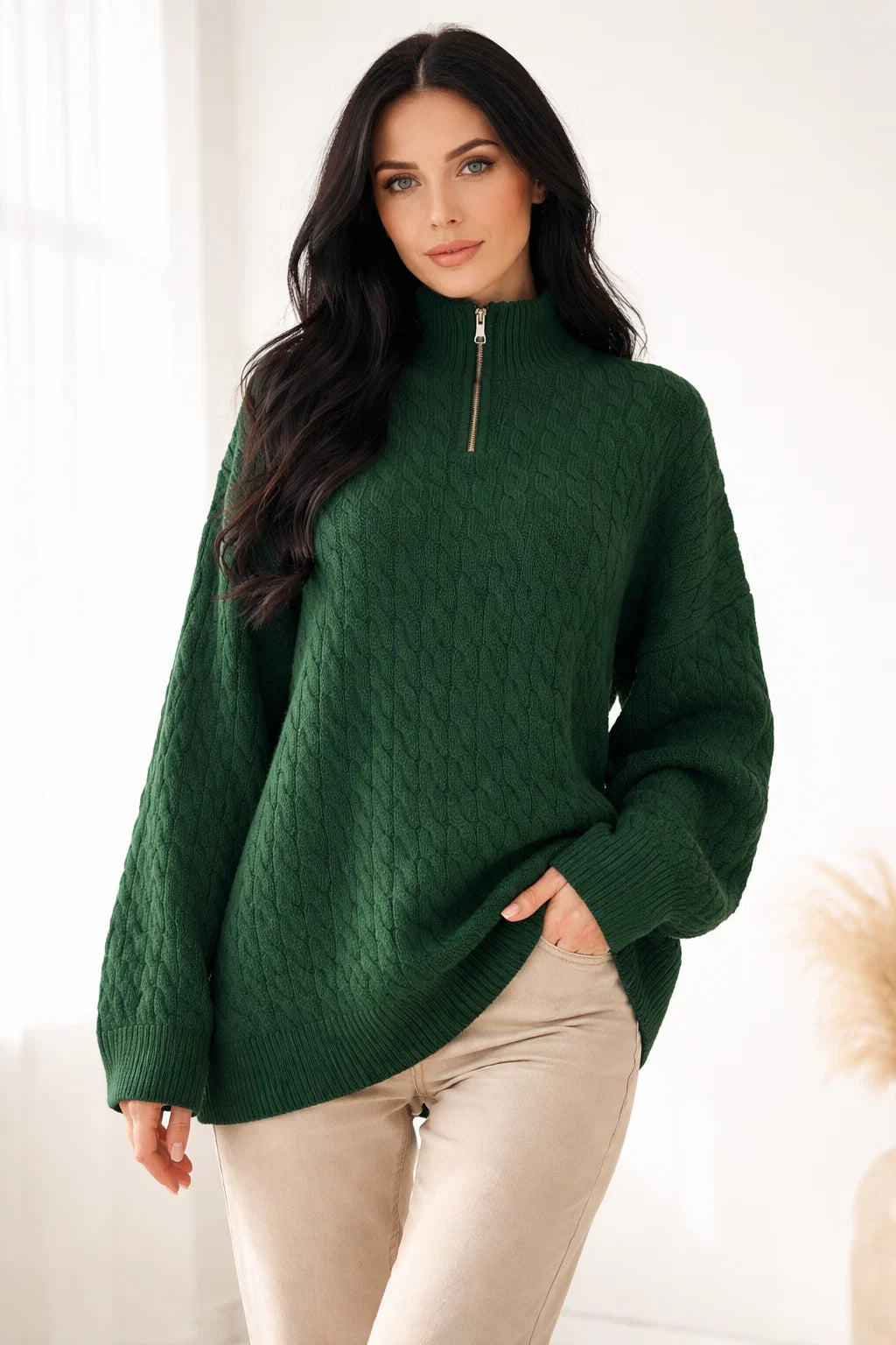 Cable Knit Quarter-Zip Sweater