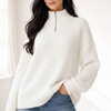 Cable Knit Quarter-Zip Sweater Turtleneck Tunic