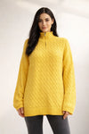 Cable Knit Quarter-Zip Sweater Turtleneck Tunic