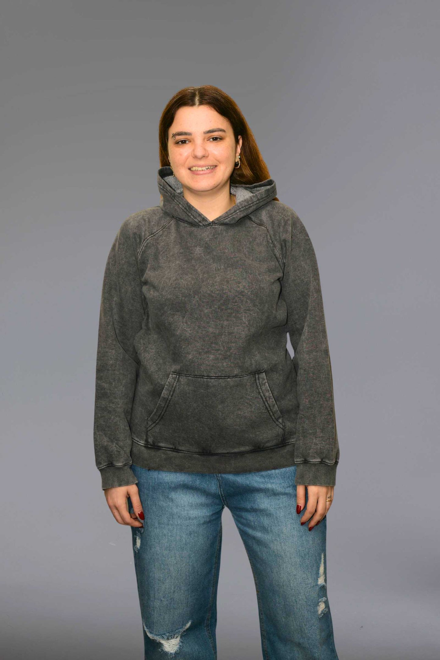 Charcoal Melton Hoodie