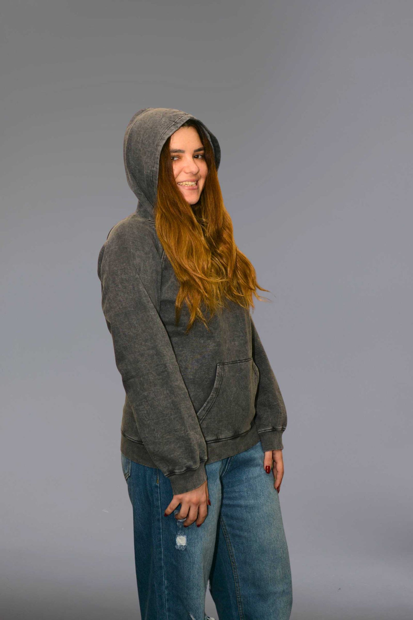 Charcoal Melton Hoodie