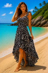 Basic Wear Club | Women's Floral Ruffle Trim High-Low dress | One Size up to 85 kg