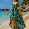 Basic Wear Club | Women's Ruffle Printed Trim High-Low dress | One Size up to 85 kg