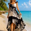 Basic Wear Club | Women's Floral Ruffle Trim High-Low dress | One Size up to 85 kg