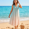 Basic Wear Club | Women's Loose Fit Gradient V-Neck Sundress | One Size (Fits Up to 100 KG)