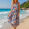 Basic Wear Club | Women's Loose Fit V-Neck Floral Printed Sundress | One Size (Fits Up to 85 KG)
