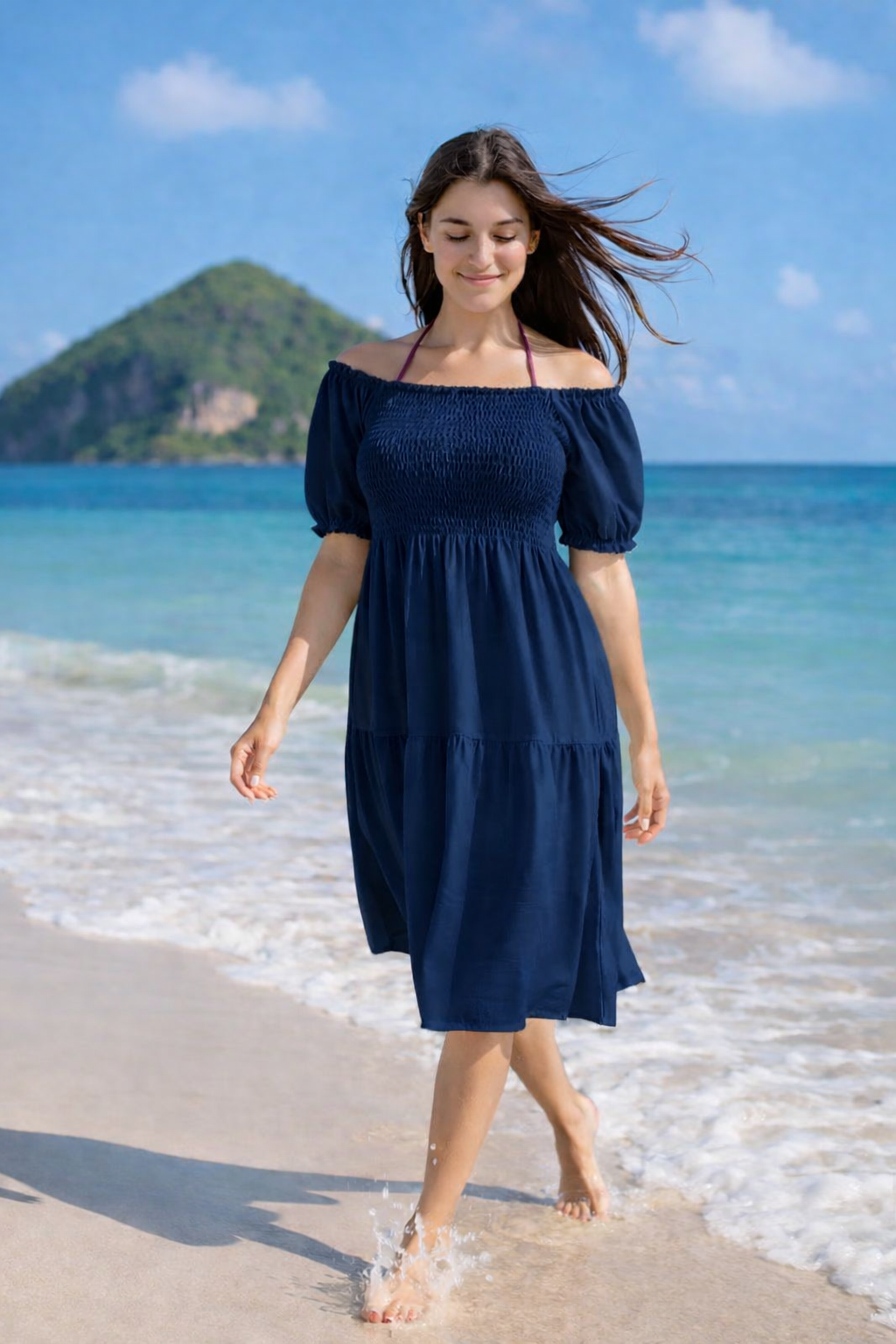 Rayon Short Sleeves Mini Dress