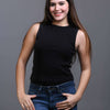 Cotton Lycra Sleeveless Top black front