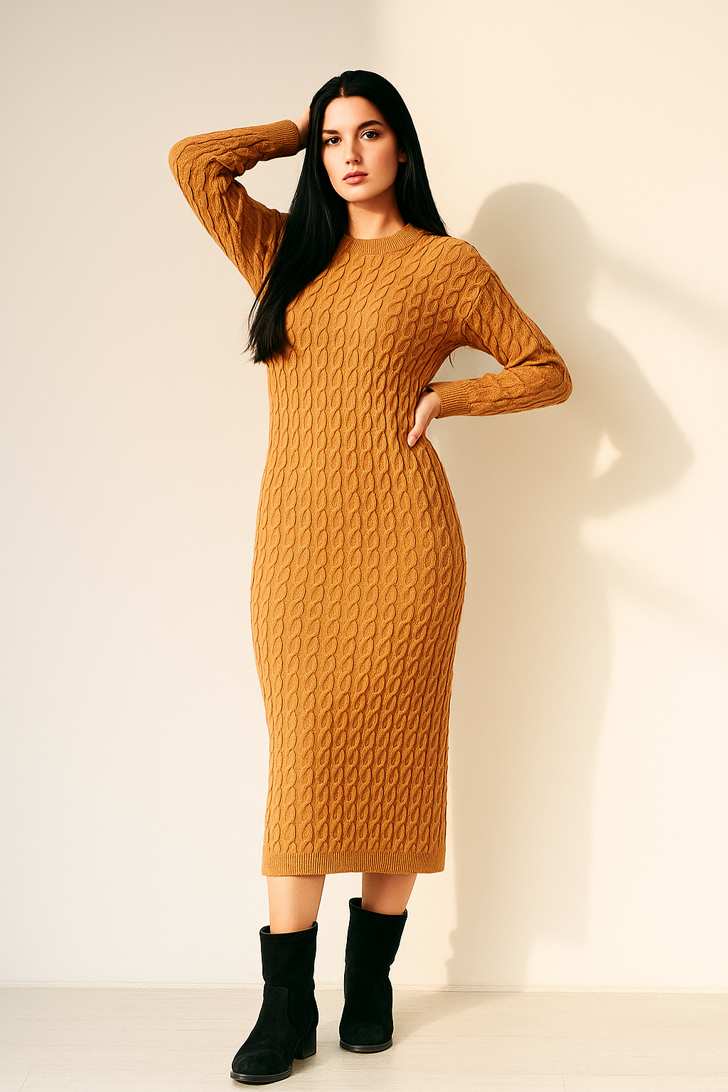 Cozy Cable Knit Bodycon Dress