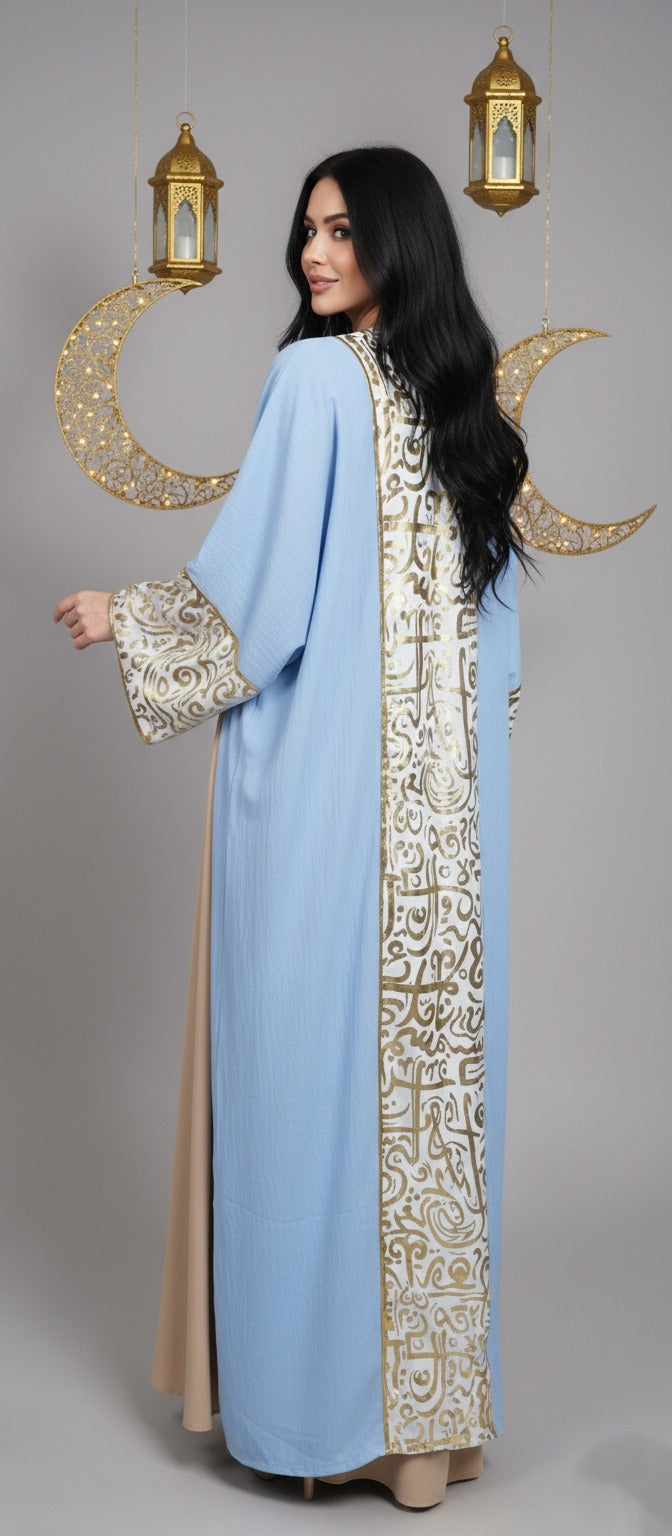 Cuff Embroidered Open Kaftan