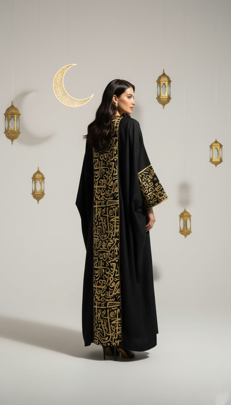 Cuff Embroidered Open Kaftan
