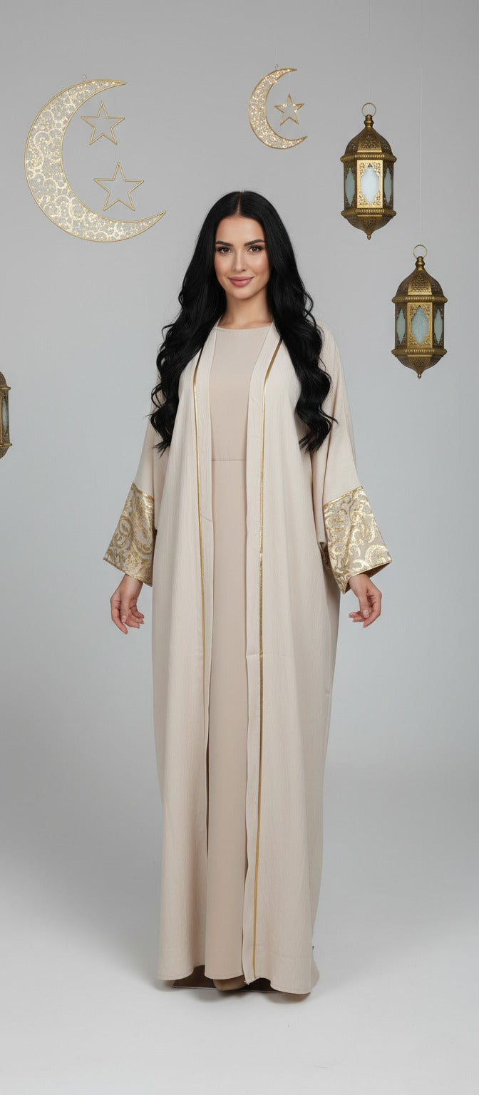 Cuff Embroidered Open Kaftan