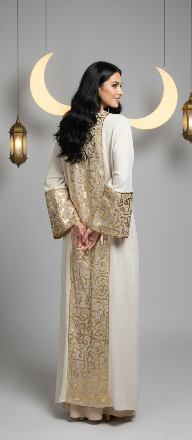 Cuff Embroidered Open Kaftan
