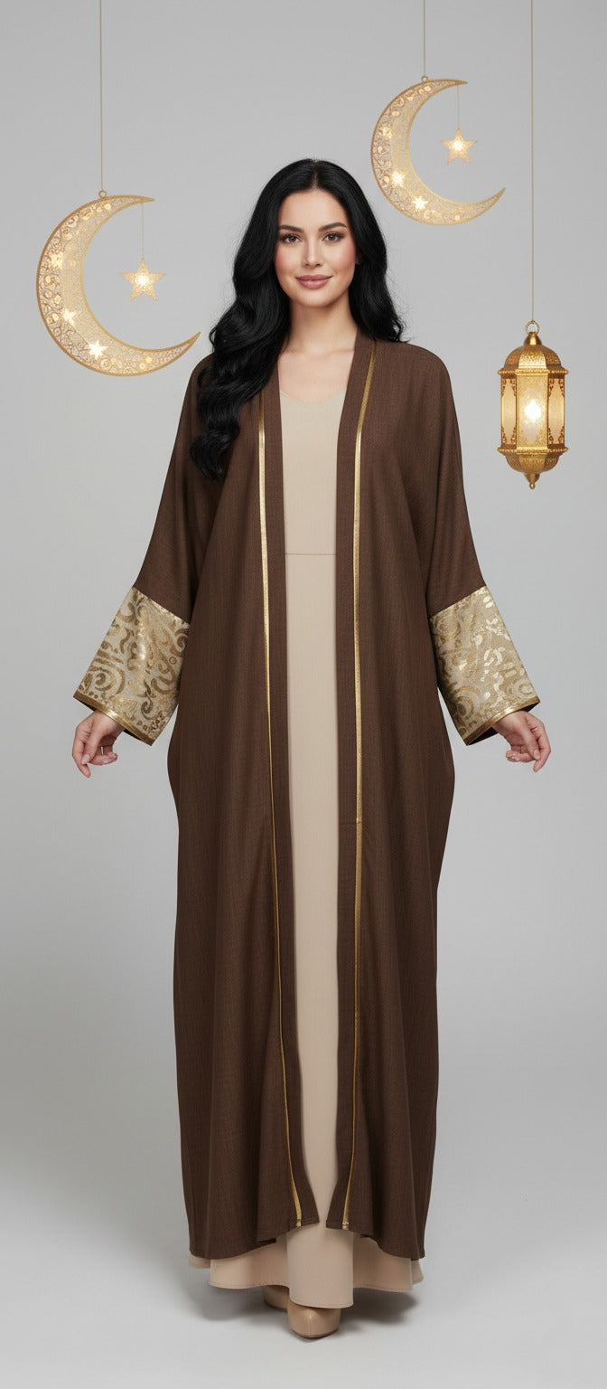 Cuff Embroidered Open Kaftan