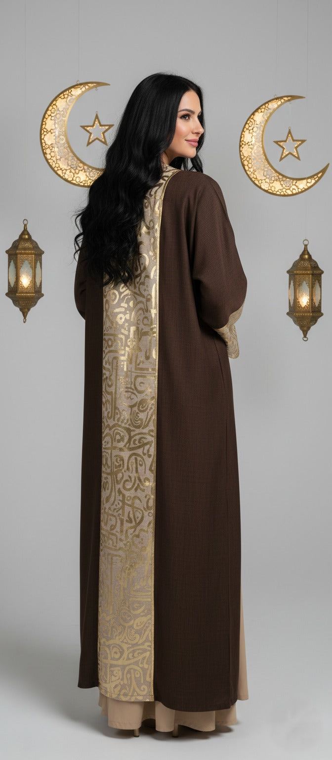 Cuff Embroidered Open Kaftan